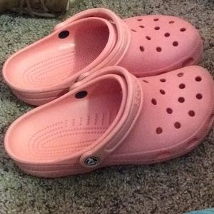 Coral pink crocs